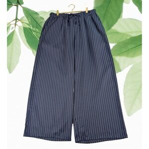 CIDER XL Navy White Pinstripe Wide Leg Palazzo Pants Elastic Waist